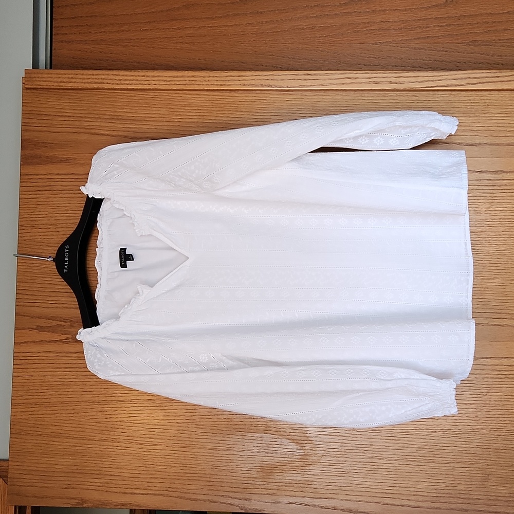 Talbots white eyelet blouse